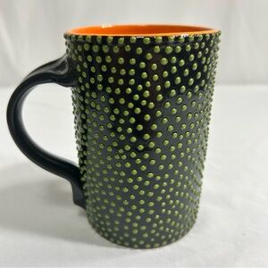 Signed Randy O’Brien Art Pottery Mug Black Green Dotted Glaze Handmade